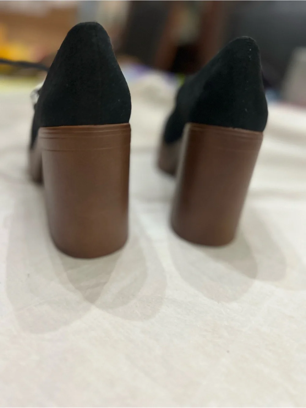 Black Suede Platform Mary Jane Pumps size 8M.